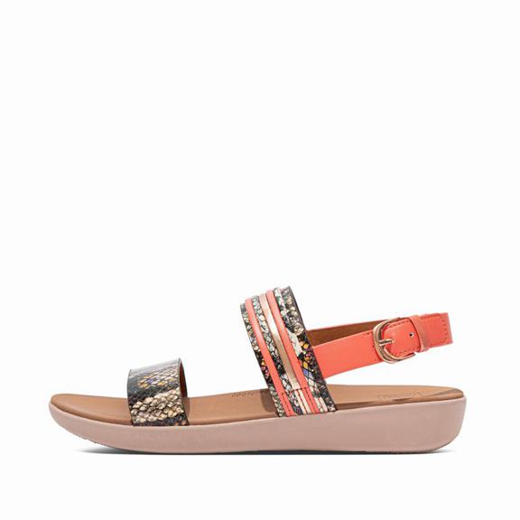 FitFlop Dámská Páskové Sandály Koralove Růžové Hadí Kůže - BARRA Snake Print Flat CZ-314056